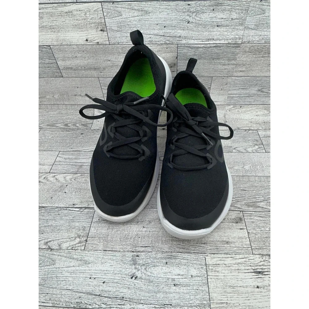 OOFOS OOahh Luxe Low Black White Comfort Recovery Slip On Shoes Women's 8